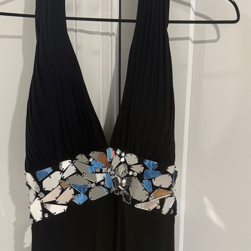 Cache Black Maxi Dress with Silver Accents - Picture 5 of 6